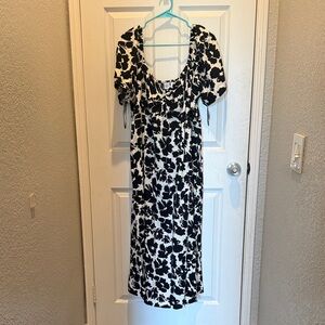 GAP Black and White Floral Midi Dress